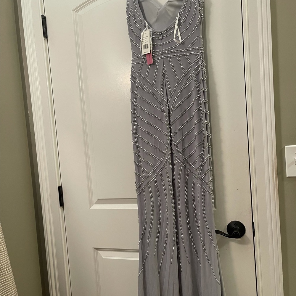 Beautiful silver beaded dress formal gown